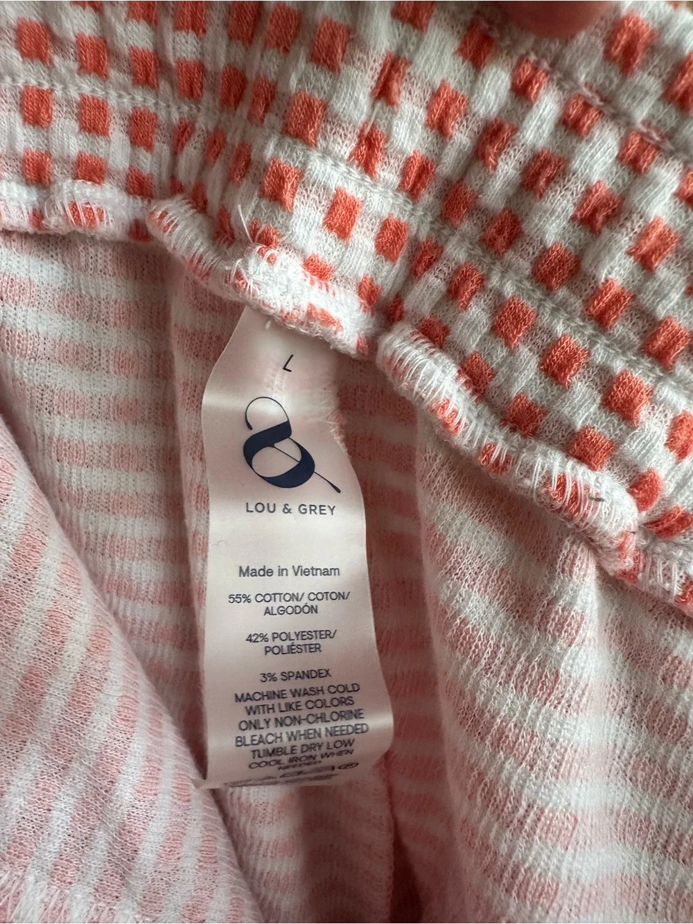 Lou & Grey coral and white Waffle Drawstring Athletic Shorts - Picture 4 of 6
